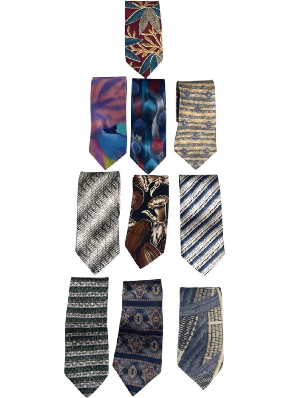 Lot of 10 Mens Silk Ties - Jimmy V, Bugatti, Structure Italian Imported Neckties
